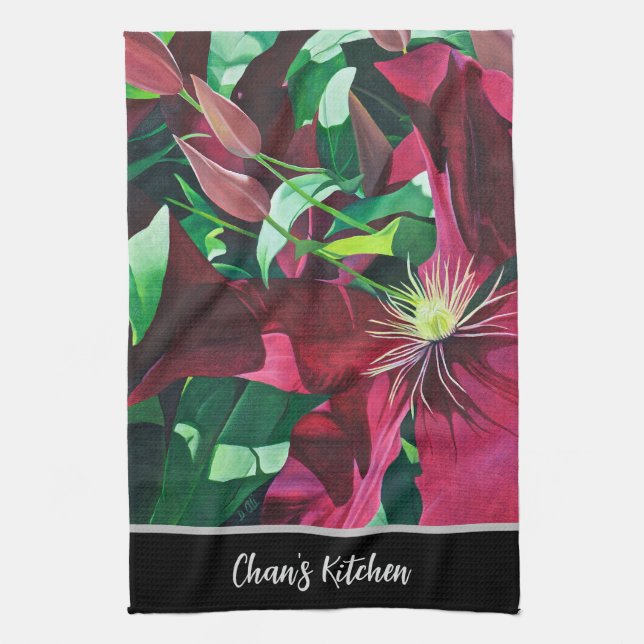 Paño De Cocina Purple Clematis Floral (Vertical)