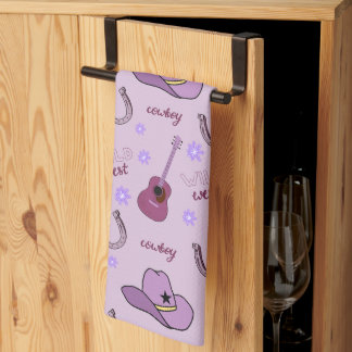 Paño De Cocina Purple Cowboy Wild West All over print Pattern