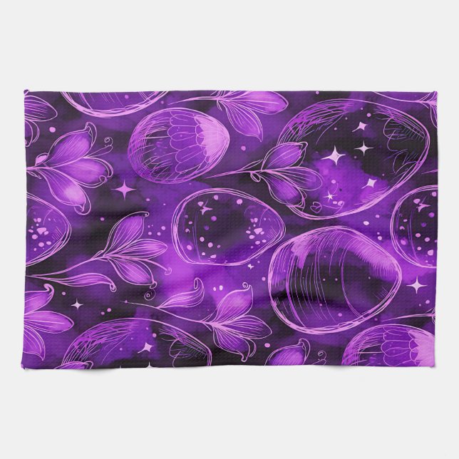 Paño De Cocina Purple Gothic Easter Pattern (Horizontal)