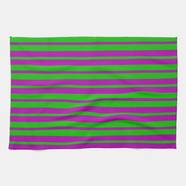 Paño De Cocina Purple Green Stylish Stripes Pattern Design  (Horizontal)
