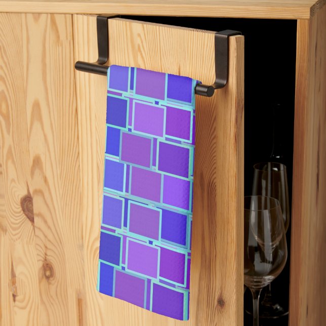 Paño De Cocina Purple Mosaic Squares Tile Pattern (Pliegue de tercios)