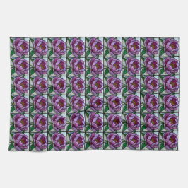 Paño De Cocina Purple Peony Stained Glass