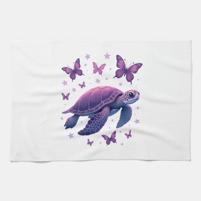 Paño De Cocina Purple - Sea Turtle Butterfly T-Shirt (Horizontal)