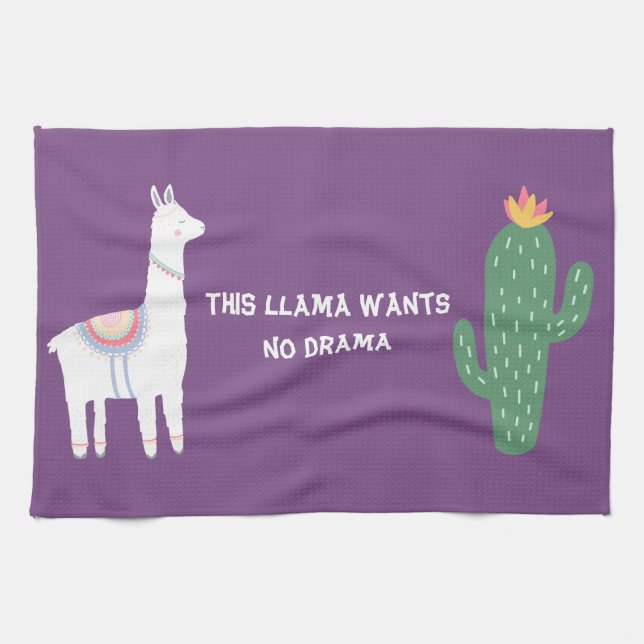 Paño De Cocina Purple This Llama No Quiere Drama (Horizontal)