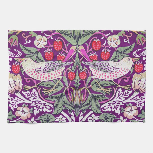 Paño De Cocina Purple William Morris Strawberry Thief Pattern (Horizontal)