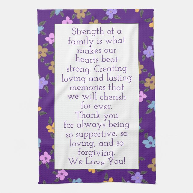 Paño De Cocina Púrpura Con Patrón Floral (Vertical)