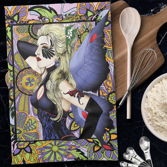 Paño De Cocina Púrpura de Floral de hadas rubias (Subido por el creador)