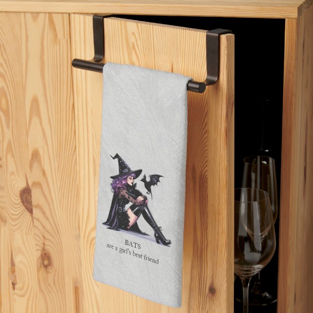 Paño De Cocina Púrpura Pin Up Witch (Pliegue de tercios)