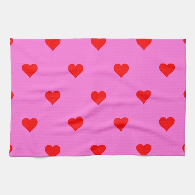 Paño De Cocina Púrpura Red Cute Simple Heart Pattern (Horizontal)