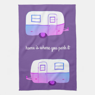 Paño De Cocina Púrpura retra del remolque de campista rv