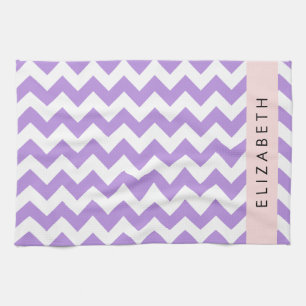 Paño De Cocina Púrpura Zigzag, Púrpura Chevron, Tu Nombre