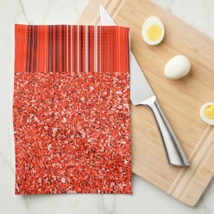 Paño De Cocina Purpurina blanco rojo y rayas