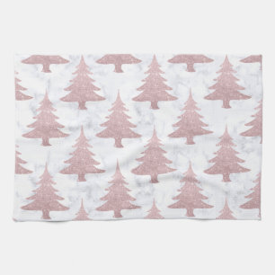 Paño De Cocina Purpurina del oro y árbol de navidad color de ros
