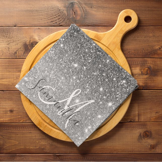 Paño De Cocina Purpurina Gris moderno marca nombre personalizado (Subido por el creador)