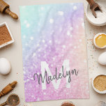 Paño De Cocina Purpurina irlandés Glam Colorful personalizado<br><div class="desc">Personalice fácilmente este elegante y colorido patrón de purpurina bokeh con su nombre personalizado y/o monograma.</div>