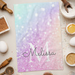 Paño De Cocina Purpurina irlandés Glam Colorful personalizado<br><div class="desc">Personalice fácilmente este elegante y colorido patrón de purpurina bokeh con su nombre personalizado y/o monograma.</div>