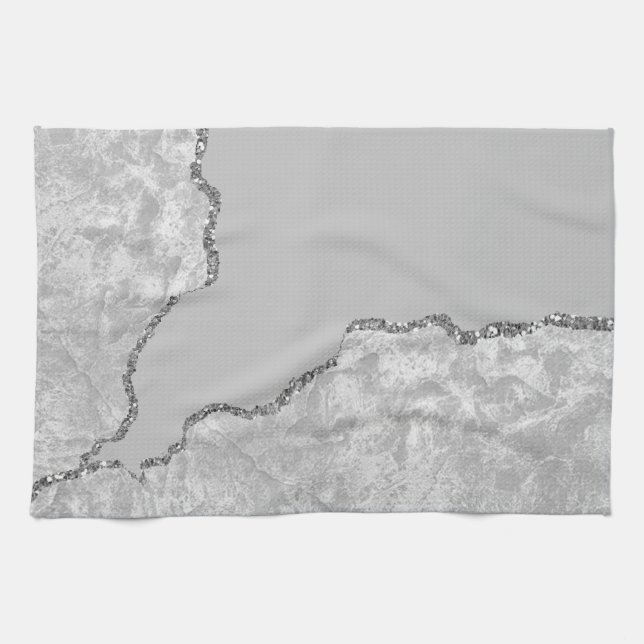 Paño De Cocina Purpurina Metalizado cepillado de plata (Horizontal)