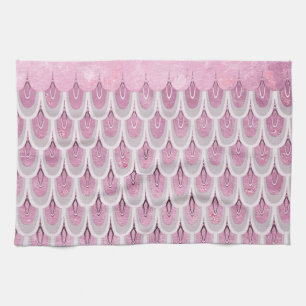 Paño De Cocina Purpurina rosado brillante Sirenillas de peces