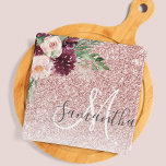 Paño De Cocina Purpurina rosado moderno y espuma de flores con no<br><div class="desc">Purpurina rosado moderno y espuma de flores con nombre</div>