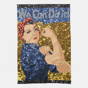Paño De Cocina purpurina rosie the riveter