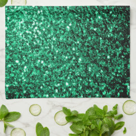 Paño De Cocina Purpurinas de imitación de Emerald Green brillan