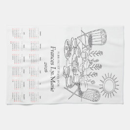 Paño De Cocina Purr-fectly Brewed Cat Tea Towel 2026 Calendar
