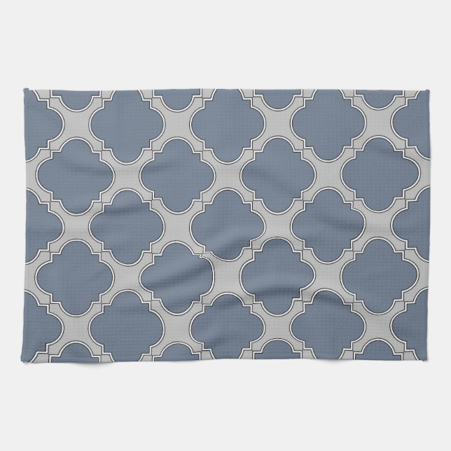 Paño De Cocina Quatrefoil azul-gris (Horizontal)