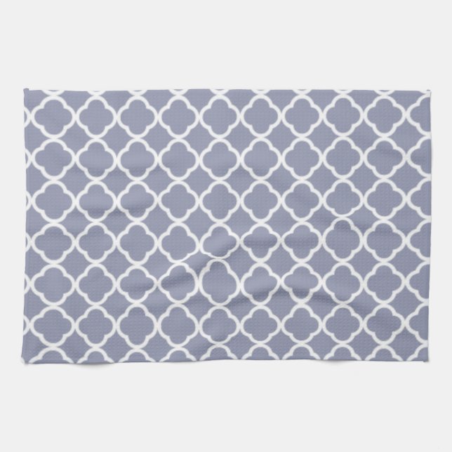 Paño De Cocina Quatrefoil marroquí gris-azul (Horizontal)