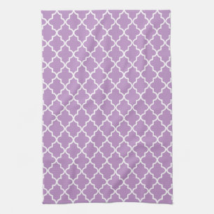 Paño De Cocina Quatrefoil marroquí púrpura y blanca Lilac moderno