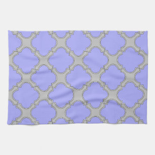 Paño De Cocina Quatrefoil periwinkle y gris