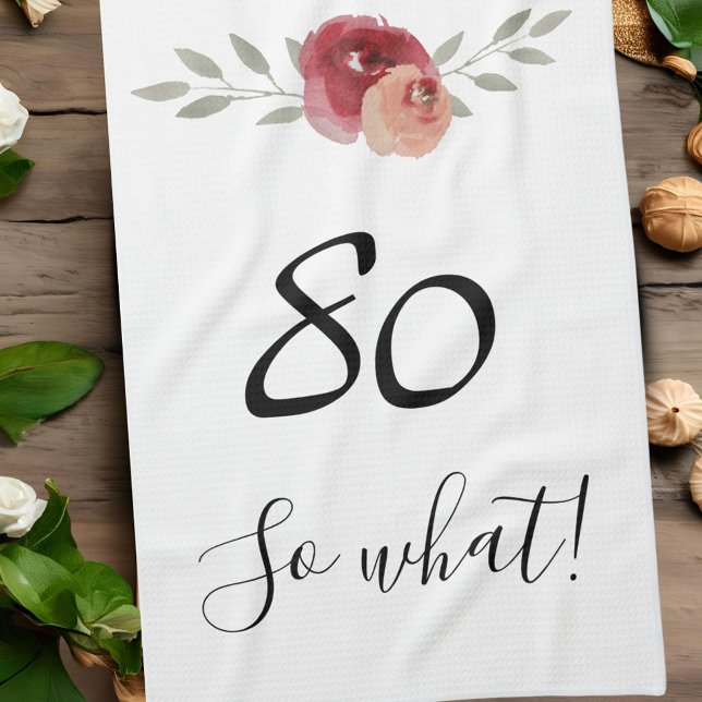 Paño De Cocina Qué divertida acuarela Floral 80 cumpleaños (Subido por el creador)