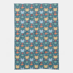 Paño De Cocina Qué es Guay, gato gatito en azul y amarillo