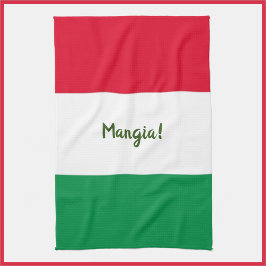 Paño De Cocina ¡Qué Mangia! Bandera roja blanca y verde italiana