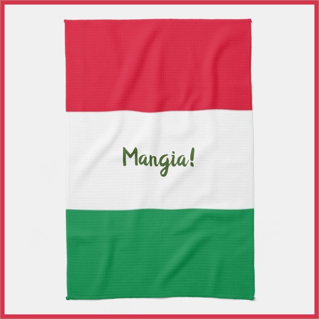 Paño De Cocina ¡Qué Mangia! Bandera roja blanca y verde italiana (https://www.zazzle.com/store/capricepetit)