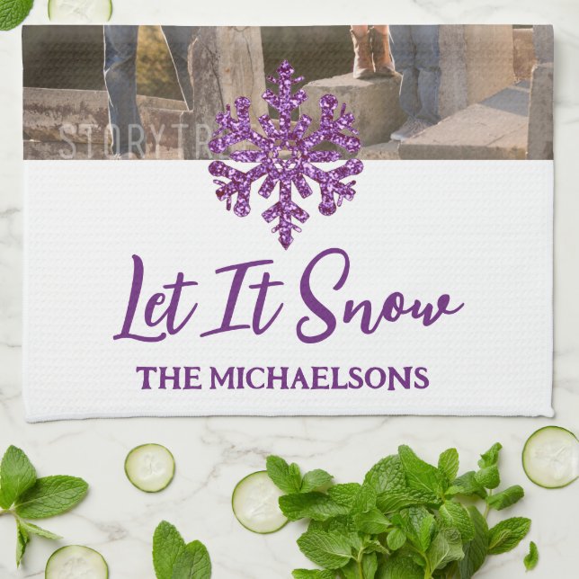 Paño De Cocina Que Nieva El Picado De Nieve Morado (Doblado)