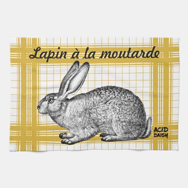 Paño De Cocina Rabbit French Recipe - Kitchen Towel (Horizontal)
