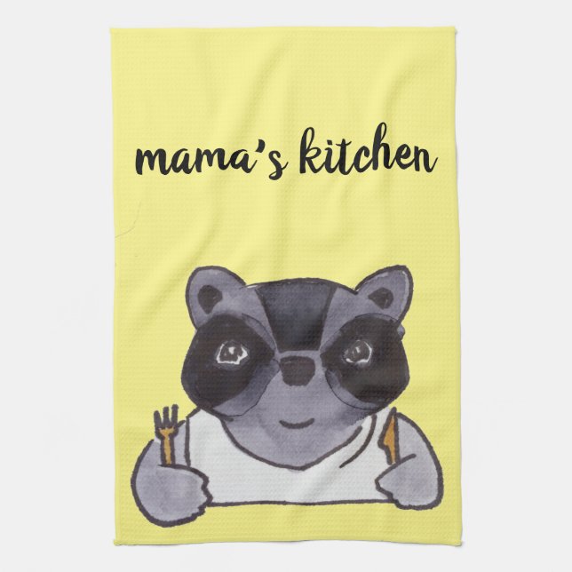 Paño De Cocina Raccoon, el Personalizado de la cocina de mamá (Vertical)