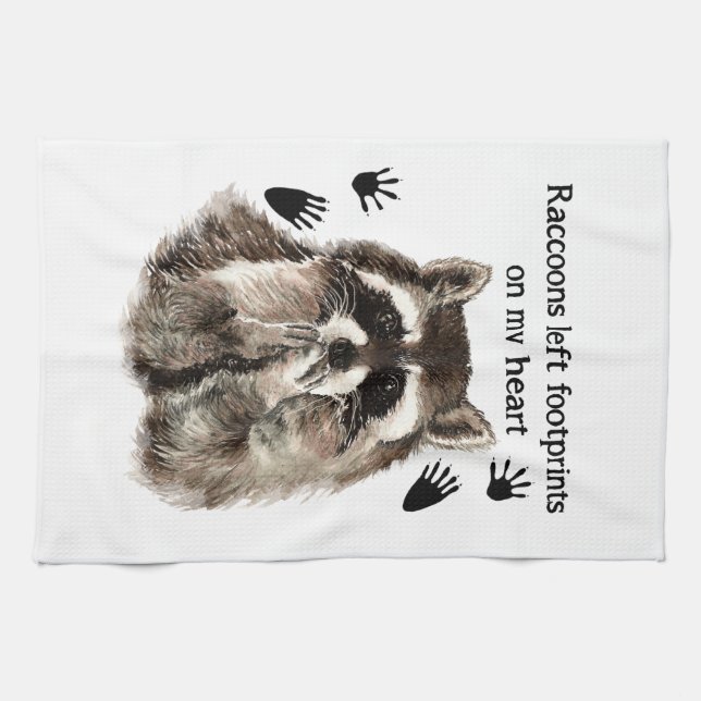 Paño De Cocina Raccoons dejó huellas en mi presupuesto de humor p (Horizontal)