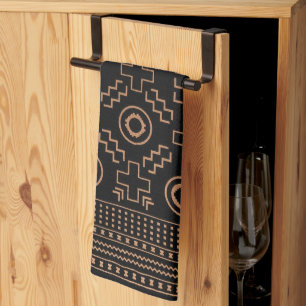 Paño De Cocina Raíces doradas: Elegancia marroquí negra y tribal