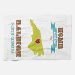 Paño De Cocina Raleigh, mapa de Carolina del Norte - casero está