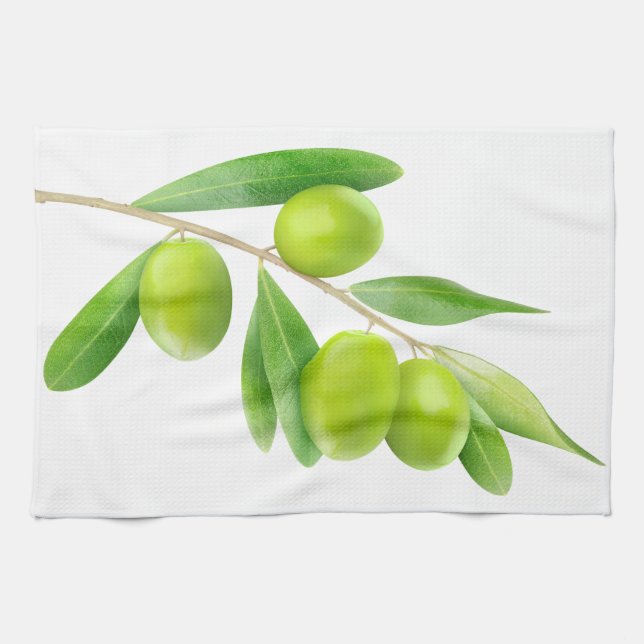 Paño De Cocina Rama con aceitunas verdes (Horizontal)
