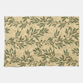 Paño De Cocina Rama de árbol de oliva verde