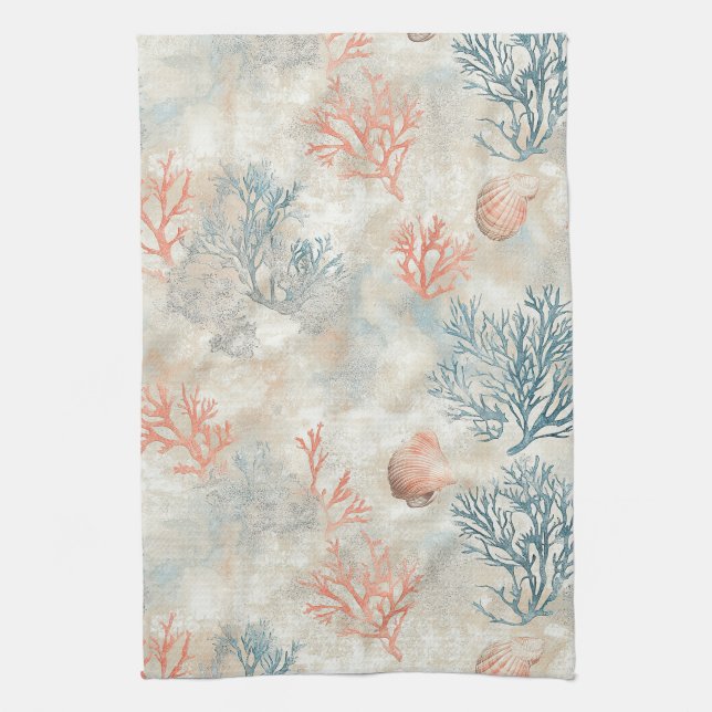 Paño De Cocina Ramas de Coral Sofisticadas - Suave Caparazón de M (Vertical)