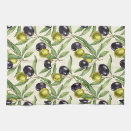 Paño De Cocina Ramas de oliva y aceitunas de Natasha Us