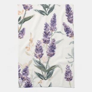 Paño De Cocina Ramilletes de lavanda Botánico acuarela Floral púr