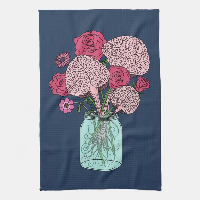 Paño De Cocina Ramo de flores cerebrales (Vertical)