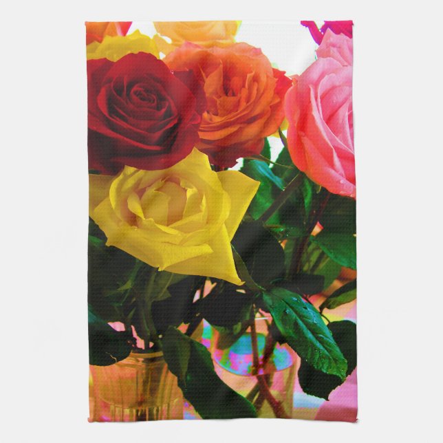 Paño De Cocina ramo de flores de rosa (Vertical)