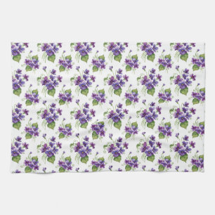 Paño De Cocina Ramo de flores violetas acuarela