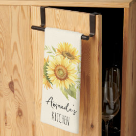 Paño De Cocina Ramo de girasoles personalizable Nombre Verde Salv