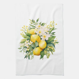 Paño De Cocina Ramo de limón con flores blancas
